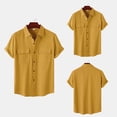 thumbnail image 2 of BJUTIR Men's Shirts Summer Hawaii Solid Short Sleeve Double Pocket Turn Down Collar Button Shirts for Men, 2 of 9