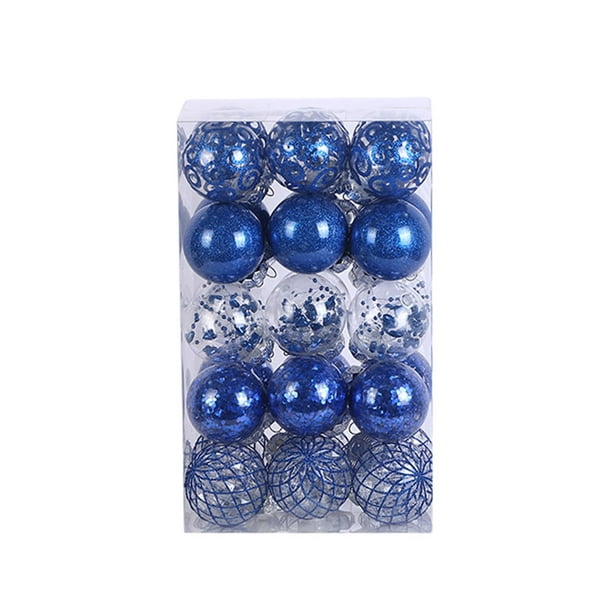 Yuarrent 30 unids/set bolas de Navidad ingredientes seguros textura de alta gama adornos reutilizables para árbol de Navidad Kits de decoración para fiestas Azul