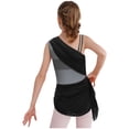 thumbnail image 2 of dPois Combinaison Asymétrique pour Filles Justaucorps de Danse Ballet Rythmique Froncé Gris 8, 2 of 7