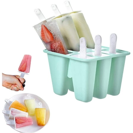 

6 Hole Reusable Popsicle Moulds with Silicone Handle Ice Cream Moulds Easy Release Ice Lolly Maker