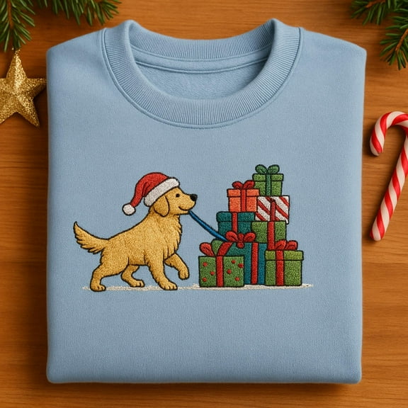 Christmas Dog Embroidered Sweatshirt, Dog Owner Christmas Gift, Dog Christmas Shirt, Christmas Sweater, Holiday Gift, Christmas Dog Gift