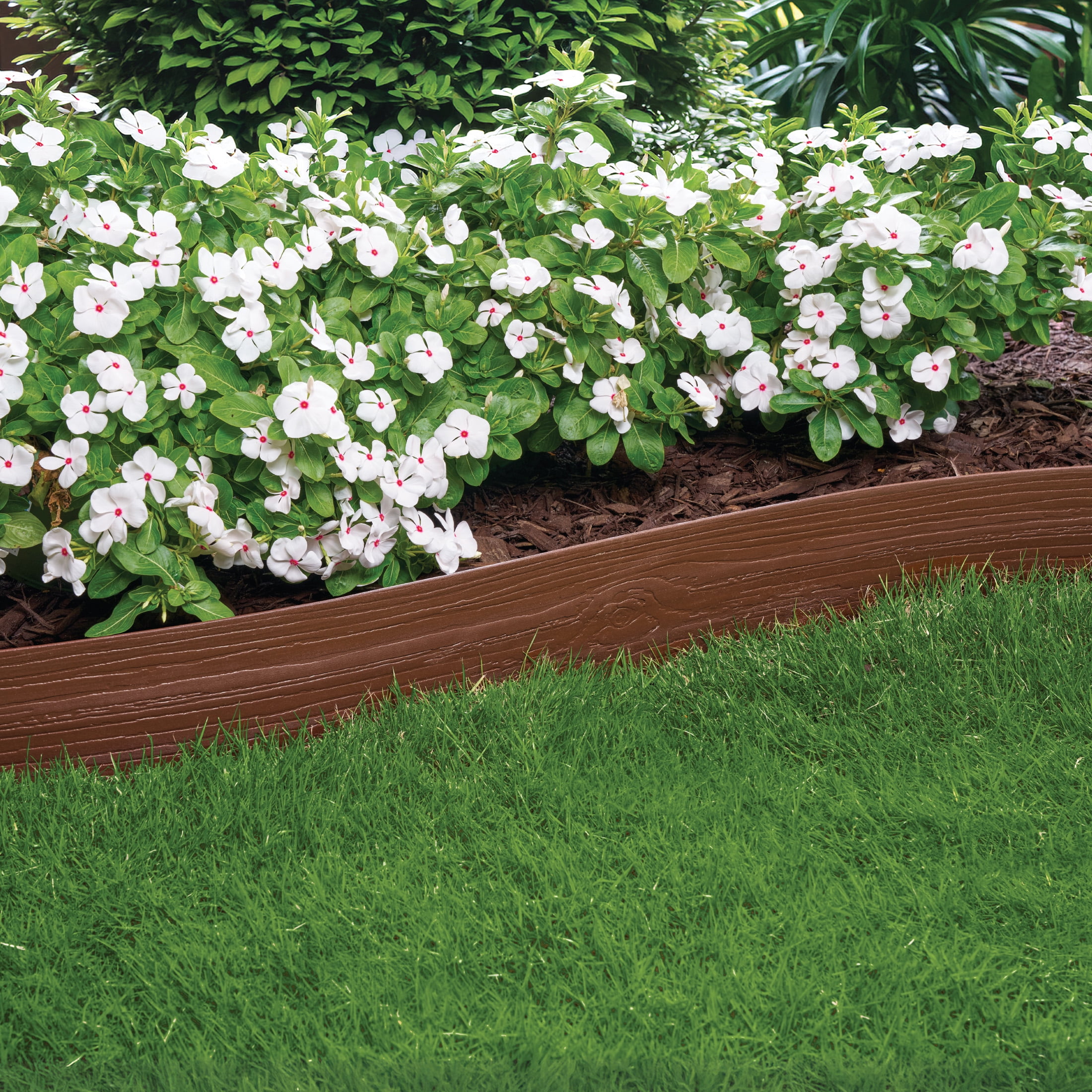 Expert Gardener 5 in. x 20 ft. Brown Wood Grain Plastic Landscape Edging with Stakes
