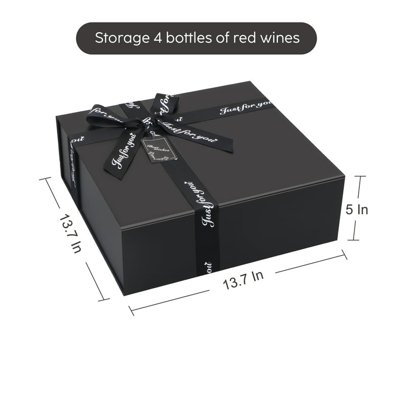 PACKHOME 16.3x14.2x5 Inches, 3 Extra Large Gift Boxes with Lids, Gift Boxes for Clothes and Large Gifts (Matte Black with Grain Texture)