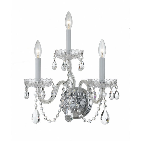 Traditional Crystal 3 Light Spectra Crystal Polished Chrome Sconce