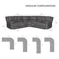 thumbnail image 6 of Ellesophas Living Room 109" Manual PU Leather Reclining Sectional Sofa with Footrest, Storage Console & 4 Cup Holders, Gray, 6 of 12
