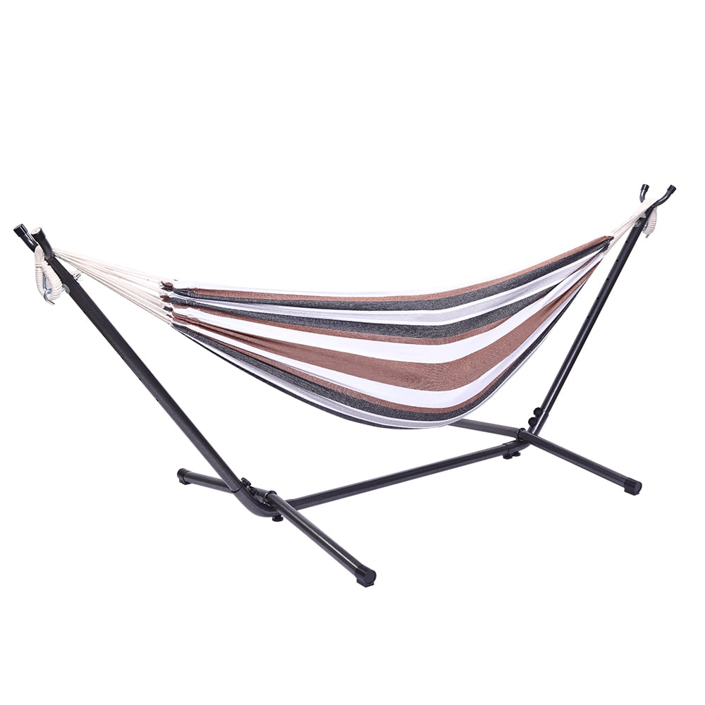 Tcbosik Outdoor Hammock with Stand and Carrying Bag, 250 lbs Capacity, Coffee Color