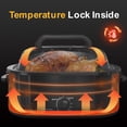 thumbnail image 4 of Horno asador, buffet de horno asador de pavo de 26 cuartos con tapa auto-bastante, horno asador eléctrico de 1450 W con asas de tacto frío, horno asador de acero inoxidable con bandeja y rejilla extra, 4 of 5