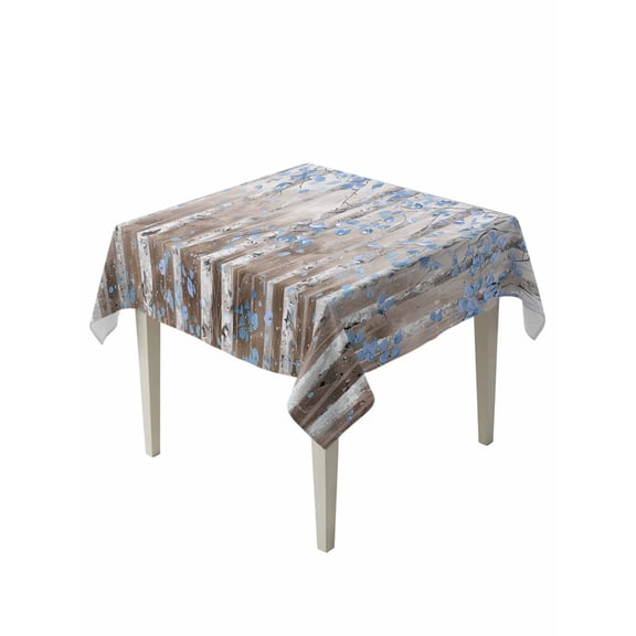 Blue Brown Forest Suqare Tablecloth - 54 x 54 Inch, Modern Oil Painting Art Waterproof & StainResistant Tablecloth, Washable Oil-proof Table Cover for Dining/Party/Wedding/Camping/Buffet