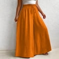 thumbnail image 2 of Plus Size Women's Solid Color Plus Size Elastic Wide Leg Casual Pants with Pockets, Mid Waisted Loose Fit Soft Flowy Trousers for Work Office Beach Summer | UKHCCC,Orange 4XL, 2 of 7