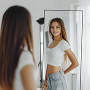 EDX Rectangle Full Length Mirror 56x 15 Full Body Mirror Rectangle Free Standing Wall Mounted Leaning Hanging Floor Mirrors, Black