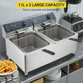 thumbnail image 5 of Whizmax 22L Dual Tank Electric Deep Fryer, 3400W Professional Fryer for Restaurant & Home Use, 23.2QT with Baskets and Lids, 5 of 7