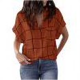 thumbnail image 1 of Chemises à Manches Courtes pour Femmes Hauts d'Été Tendance 2023 Mode Femme Col Rabattu Décolleté en V Profond Pull avec Poches Blouse, 1 of 8