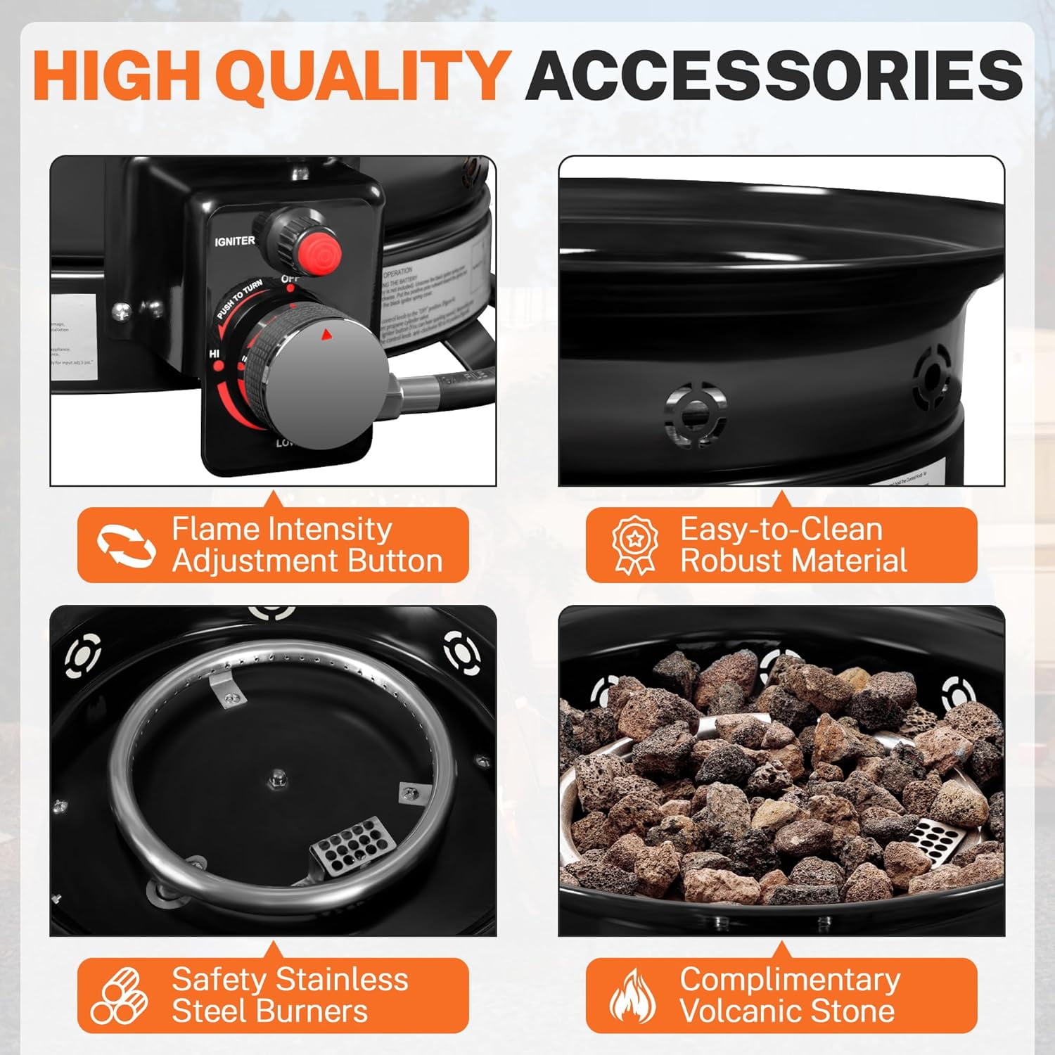 22-inch Portable Propane Fire Pit Table for Outside, Smokeless Gas Fire Bowl with Auto-Ignition, Lid & Carry Kit, for Patio, Camping, Tailgating, Deck, Backyard, RV