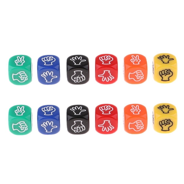2x 6x Piedra, Papel, Tijeras, Dados, de Adivinanzas Seis Colores, Dados para