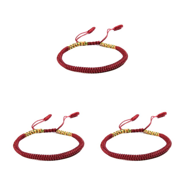 Minnieouse Pulseras Hilo Budista tibetano Amor Nudo de la suerte Cuerda hecha a mano Cuerda de mano Encanto Mujeres Pareja Multicolor Type1 NO1