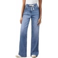 thumbnail image 2 of Aricy Wide Leg Jeans Woman Drawstring High Waisted Stretchy Y2k Baggy Jeans Casual Loose Denim Trousers Pants with Pockets, 2 of 4