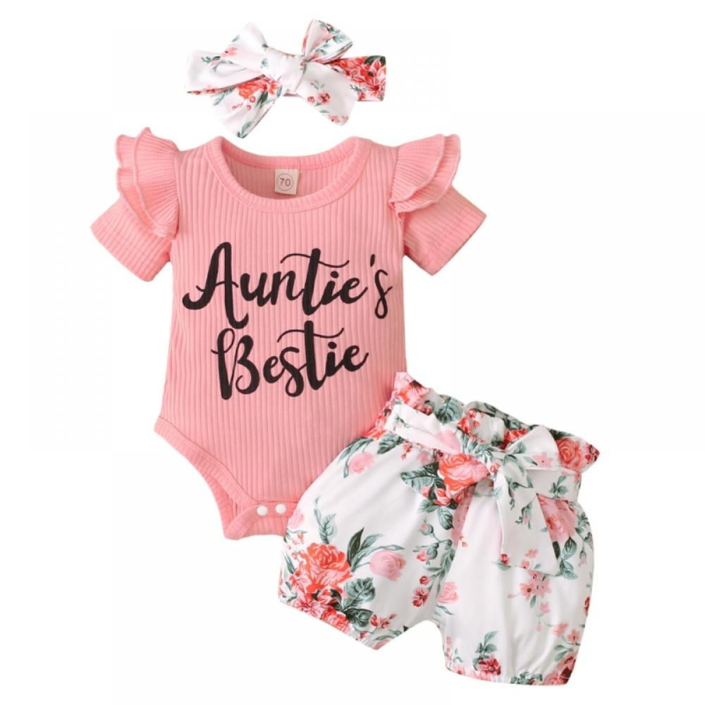 Newborn Baby Girl Summer Outfits Letter Short Sleeve Bodysuit Romper ...