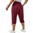 thumbnail image 4 of WellSize Plus Size Capris Pants for Women Lightweight Casual Joggers with Pockets Loose Fit High Waisted Pants, 4 of 7