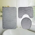 thumbnail image 4 of Zcyifa bathroom mat set Three Pieces Bathroom Mat Set Flannel Embossed Waves Nonslip Bath Bathtub U-shape Rug Carpet Toilet Seat Lid Cover (Grey), 4 of 10