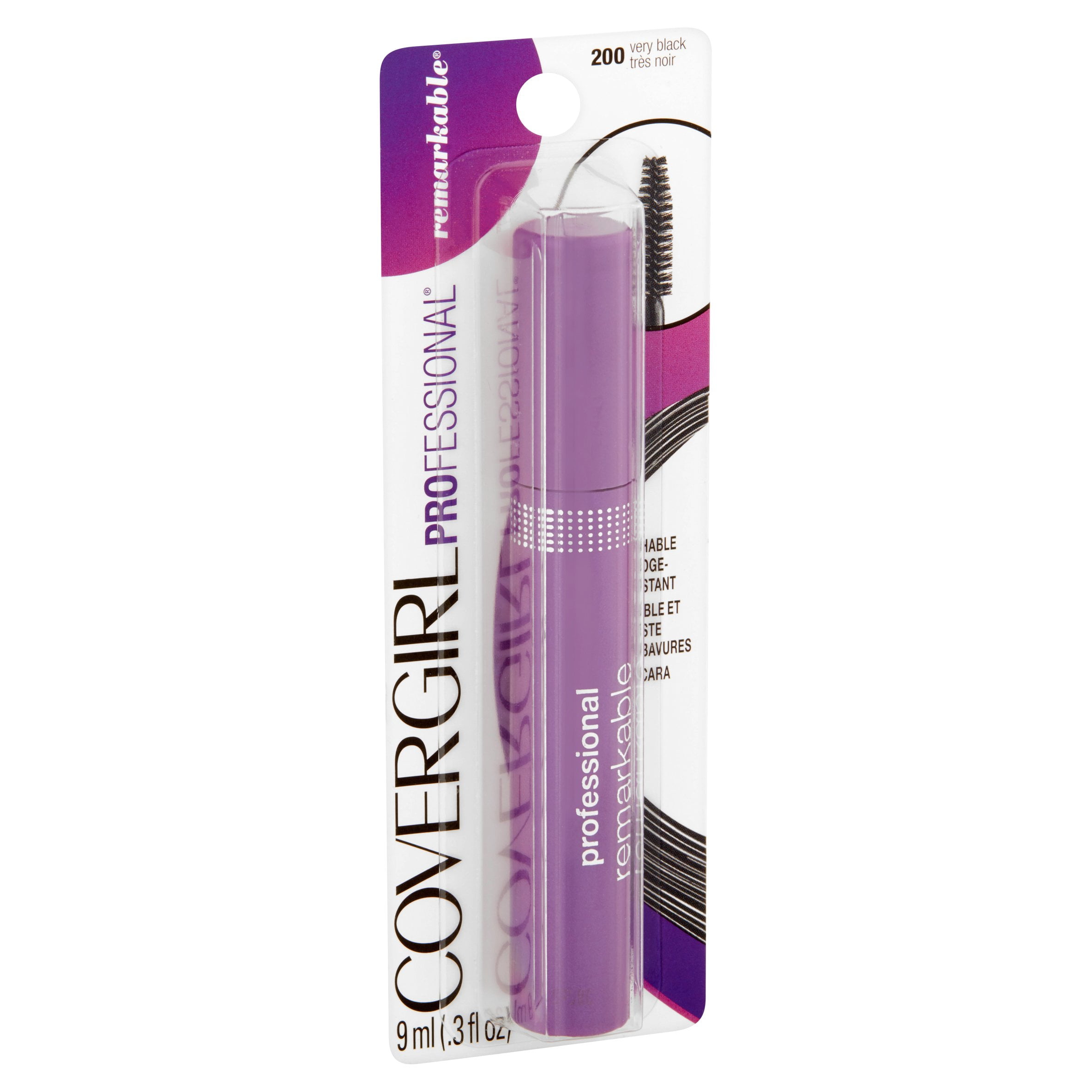 (2 pack) COVERGIRL Professional Remarkable Mascara, 200 Very Black, 0.3 oz, Smudge-Proof Mascara, Voluminous Mascara
