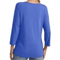 thumbnail image 4 of Liher 3/4 Sleeve Tops for Women V Neck T Shirts Lightweight Soft Tunic Blouse Blue Tee Clothes Size L, 4 of 4