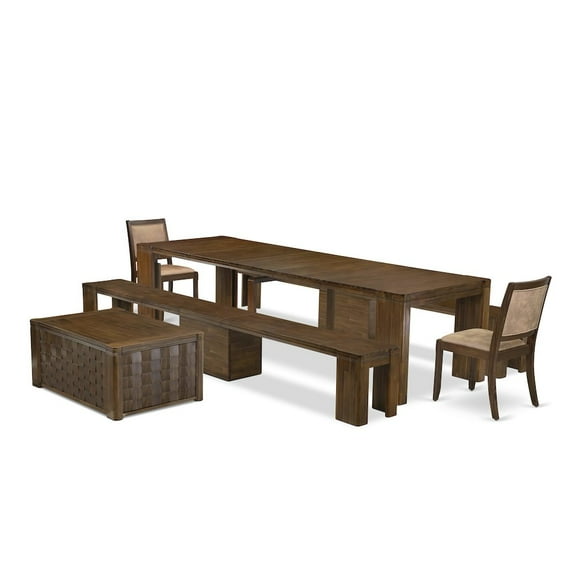 Luxe by East West Furniture 6 Pieces Extendable Dining Set Includes a Rectangle Kitchen Table