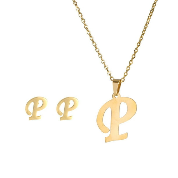 Conjunto de collar y pendientes Xihbxyly Liquidación de verano 26 letras nombre en inglés para mujer