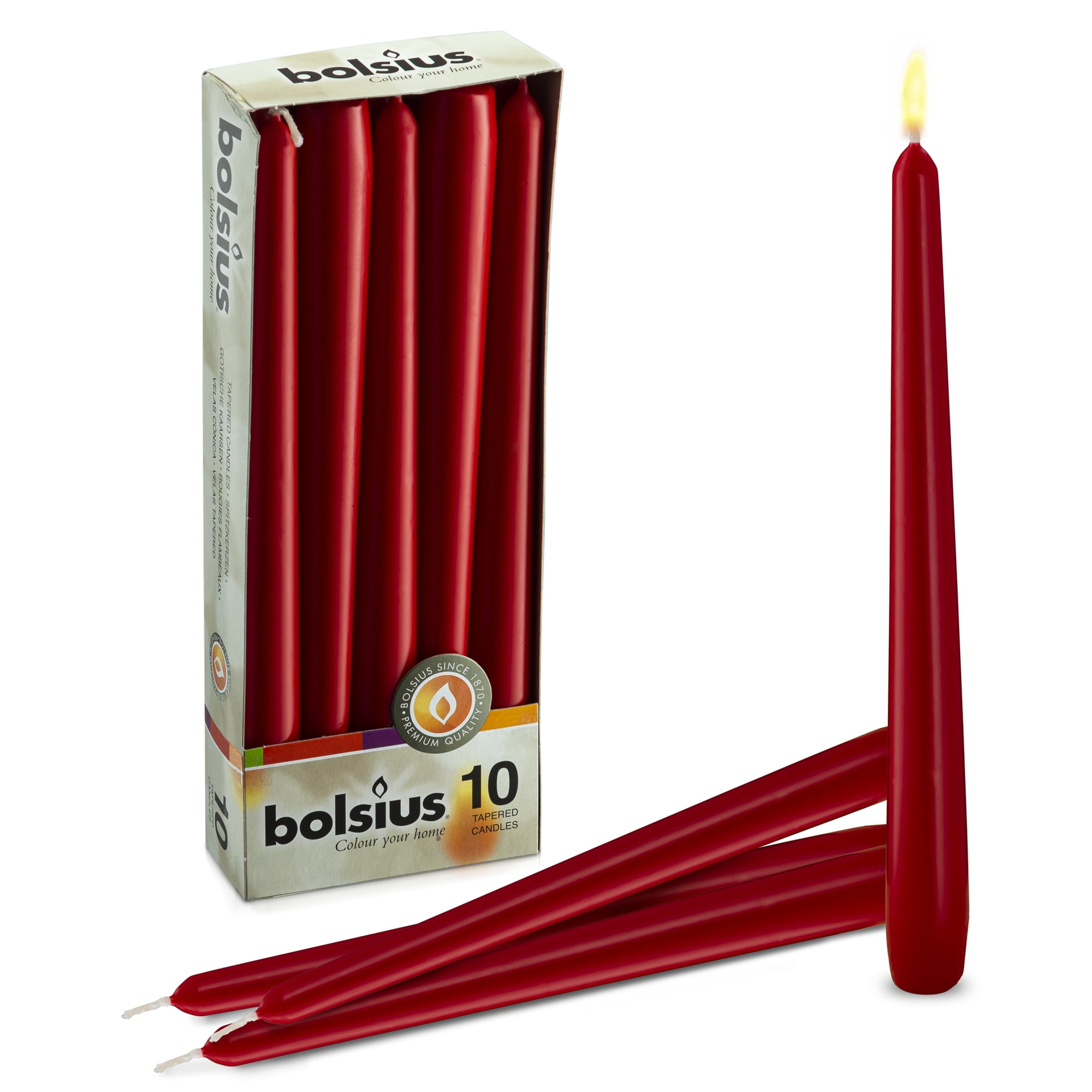 Bolsius 10" Red Taper Unscented Christmas Decor Candles for Wedding