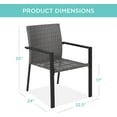 thumbnail image 2 of PetFurnishn Set of 2 Stackable Outdoor Wicker Dining Chairs All-Weather Firepit Armchair w/Armrests, Steel Frame for Patio, Deck, Garden, Yard - Gray, 2 of 8