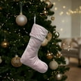 thumbnail image 5 of Pink Christmas Stocking with Silver Edge for Festive Decorations, 16x8 Inch Polyester Xmas Sock for Gift Giving and Holiday Display, 5 of 5
