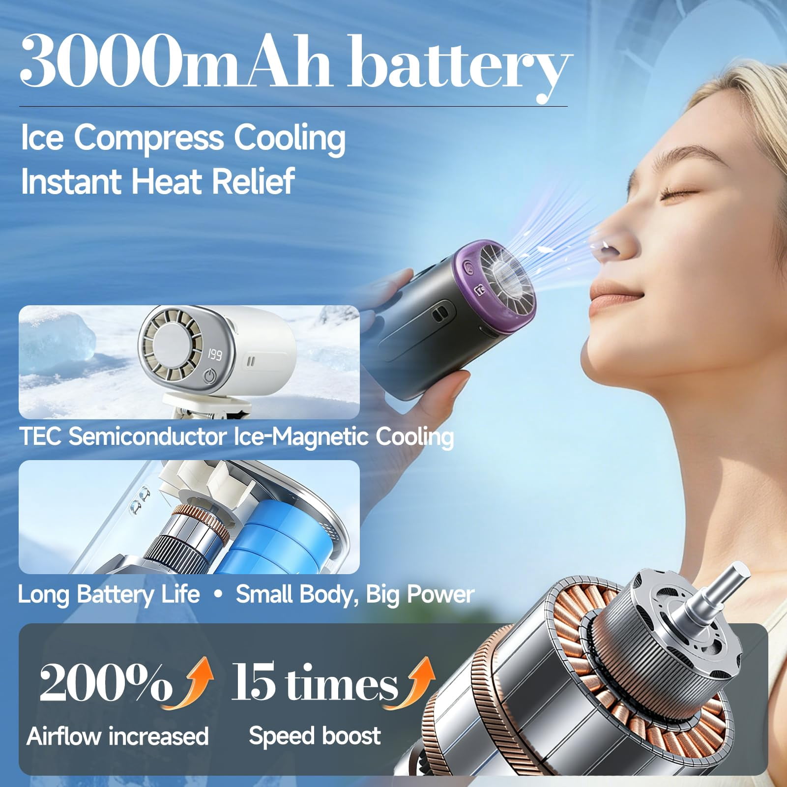 Car Clip on Fan Air Conditioner with LED Display, portable stroller fan, rechargeable desk fan, clip on air conditioner for car cooling fan, rechargeable clip on fan for car fans that blow cold air