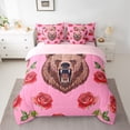thumbnail image 2 of Feelyou Cartoon Bear Teens Bedding Comforter Set 7pcs, Kawaii Farmhouse Animal Queen Bedding Sets, Romantic Rose Flower Reversible Queen Sheet Sets, Breathable Home Decor, 2 of 8