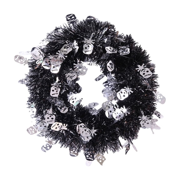 DefiDgd Halloween Tinsel Bat Front Door Wreath,Glitter Hanging Sequin Wall Decor Wreath,Spooky Ornament for Farmhouse Indoor Outdoor Garden Porch Home Party Decor(B)