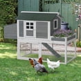 thumbnail image 2 of PawHut 63" Chicken Coop Wooden Hen House Rabbit Hutch Poultry Cage Pen Outdoor Backyard With Garden Box, Run Area, Nesting Box Grey, 2 of 10