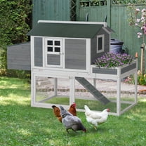 PawHut 63" Chicken Coop Wooden Poultry Hen Hutch House Nesting Cage w/ Planter