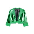 thumbnail image 5 of Zaldita Kids Girls Shiny Rhinestone Metallic Jacket Disco Jazz Hip Hop Dance Crop Top Rave Party Festival Outerwear Green 16, 5 of 6