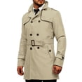 thumbnail image 2 of LANGWYQU Double Breasted Men Solid Color Button Trenchcoat Male Lapel Waterproof Jacket Coat, 2 of 5