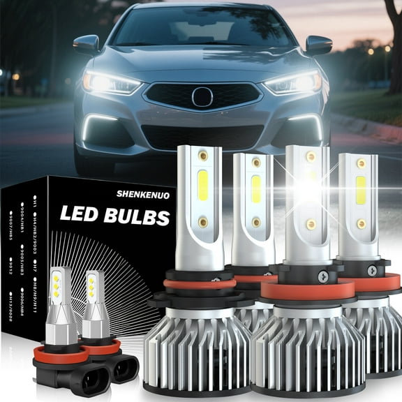For 2013 - 2022 Acura ILX LED Headlight Bulbs Combo 9005 H11 Hi/Lo Beam H11 Fog Light 500% Brighter than Halogen 6X