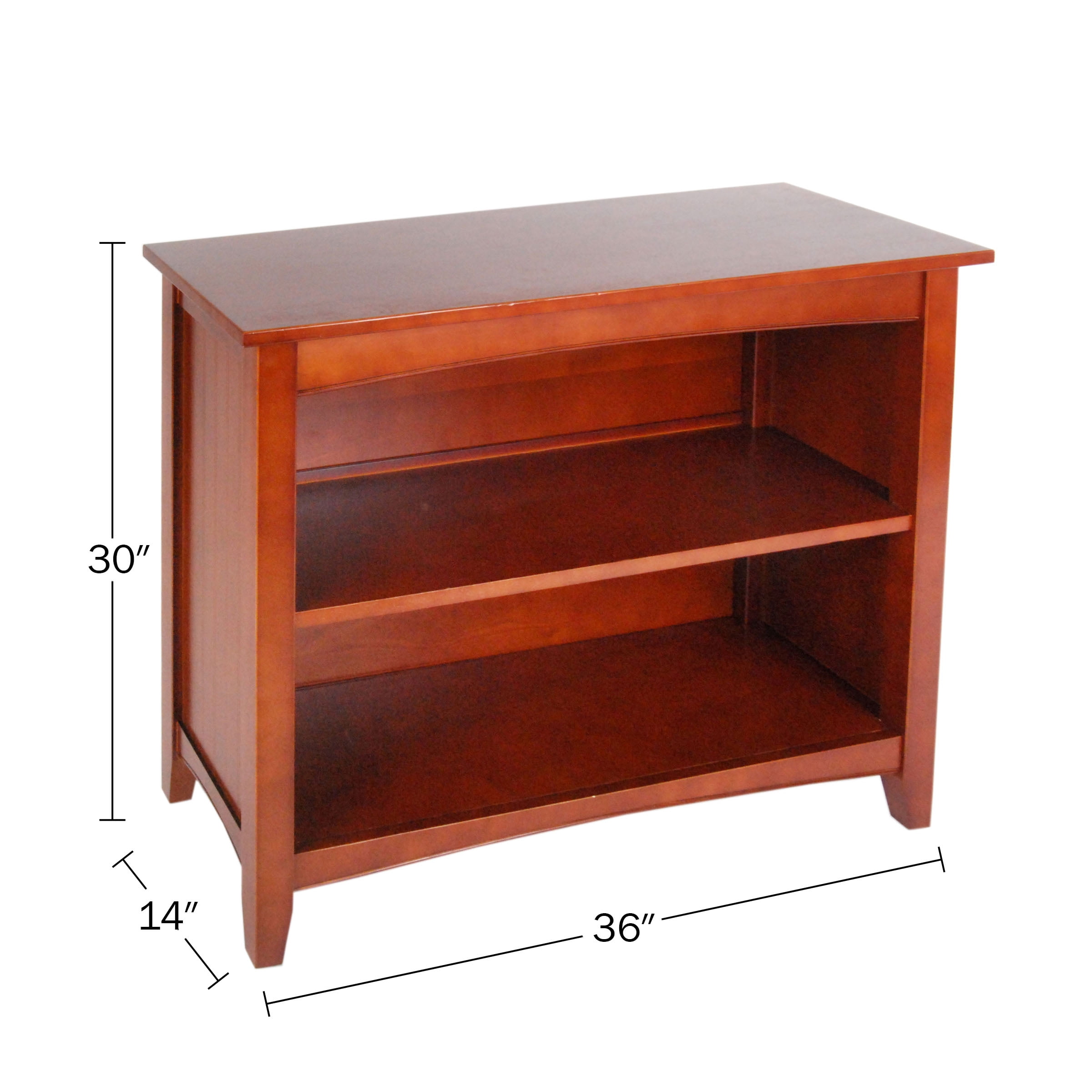 Alaterre Furniture Shaker Cottage 2-Shelf Storage Bookcase, Cherry