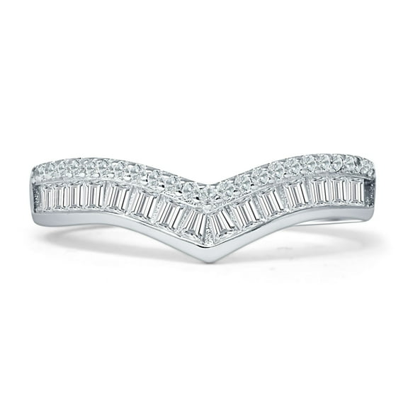 Half Eternity Band Curved Contour Ring CZ 925 Sterling Silver Size 5