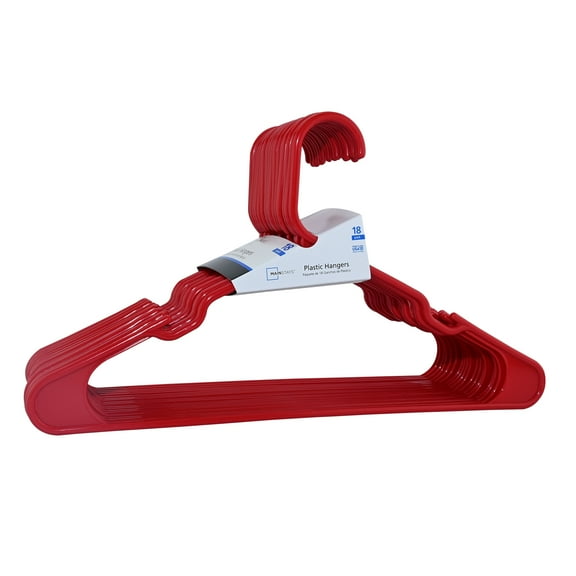 Mainstays Collegiate Clothing Hangers for Everyday Use, Red Engine, 18 Count