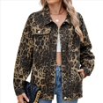 thumbnail image 3 of Chaqueta Vaquera Informal de Larga con Solapa y Botones para Mujer, Estilo Boyfriend, Holgada, A . Estampado de Leopardo M, 3 of 9