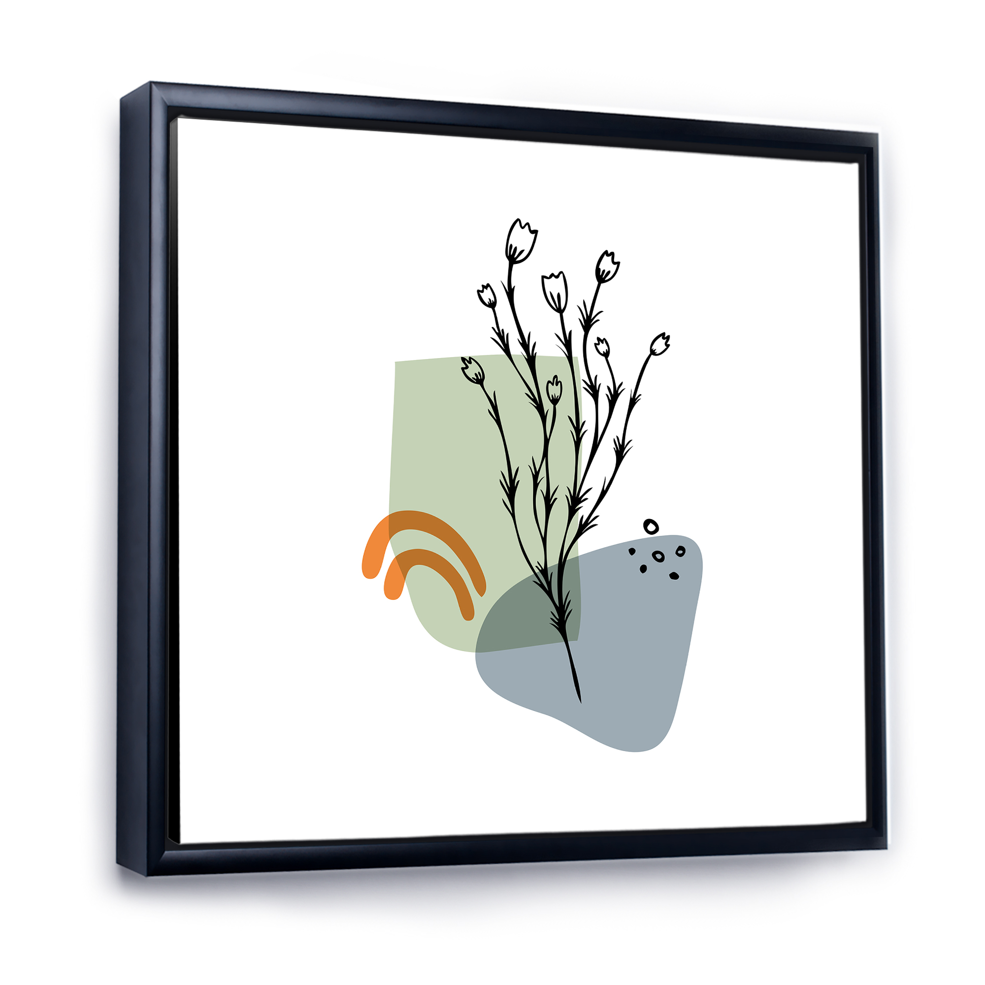 Designart 'Abstract Minimal Shapes Under Flowers II' Modern Framed Canvas Wall Art Print