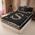 thumbnail image 2 of Meiyoeat Vintage Leopard Letter S Zipper Twin Comforter Sets with Fitted Sheet and 2 Pillowcases for Women Youth, Retro Polka Dot Zipper Bedding Set for Decor,4-Piece,Black Reversible, 2 of 6