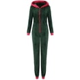 thumbnail image 3 of Biekopu Womens Solid Comfy Brushed Plush Thickening Zipper Sweatshirt Sporting One Piece Jumpsuit With Clown Hat Pajama Hoodie Warm Set, 3 of 5