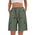 thumbnail image 3 of Kelon Women's Shorts, Linen Shorts for Women Knee Length Casual Comfy Shorts Summer Trendy Mid Waisted Drawstring with Pockets 2026, S, 3 of 6