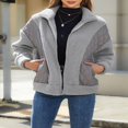 thumbnail image 2 of Ladies‘ Cozy Fleece Jacket with Long Sleeves and Quilted Patchwork, 2 of 9