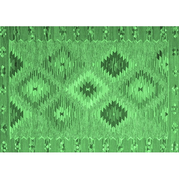 Ahgly Company Indoor Rectangle Southwestern Emerald Green Country Area Rugs, 7' x 10'