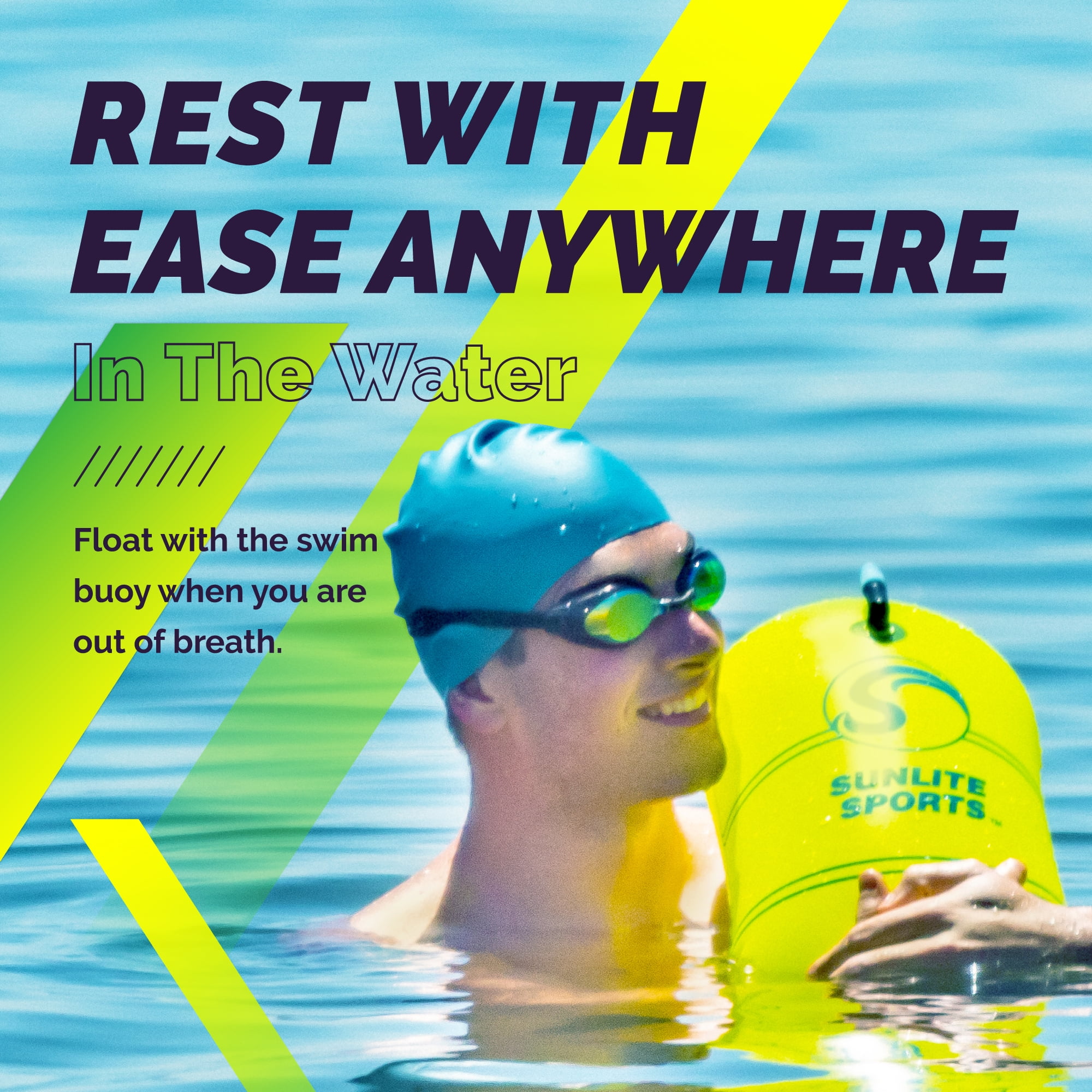 Sunlite Sports Swim Buoy, Highly Visible Safety Marine Float Training for Open Water Swimming, for Swimmers, Triatheletes, Kayakers, Snorkelers