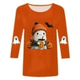 thumbnail image 6 of mgoYE Halloween Tee Shirts for Women Womens Fall Shirts Halloween V Neck 3/4 Length Sleeve Pumpkin T-Shirts Thanksgiving Graphic Tee Tops(Orange,2XL), 6 of 6